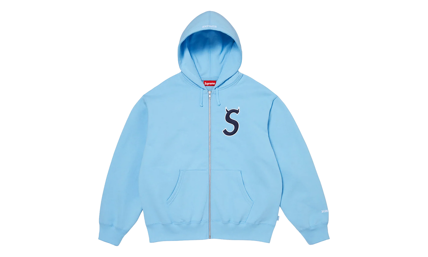 Devil S Logo Zip Up Hooded Sweatshirt "SS26- Light Blue" SU27310