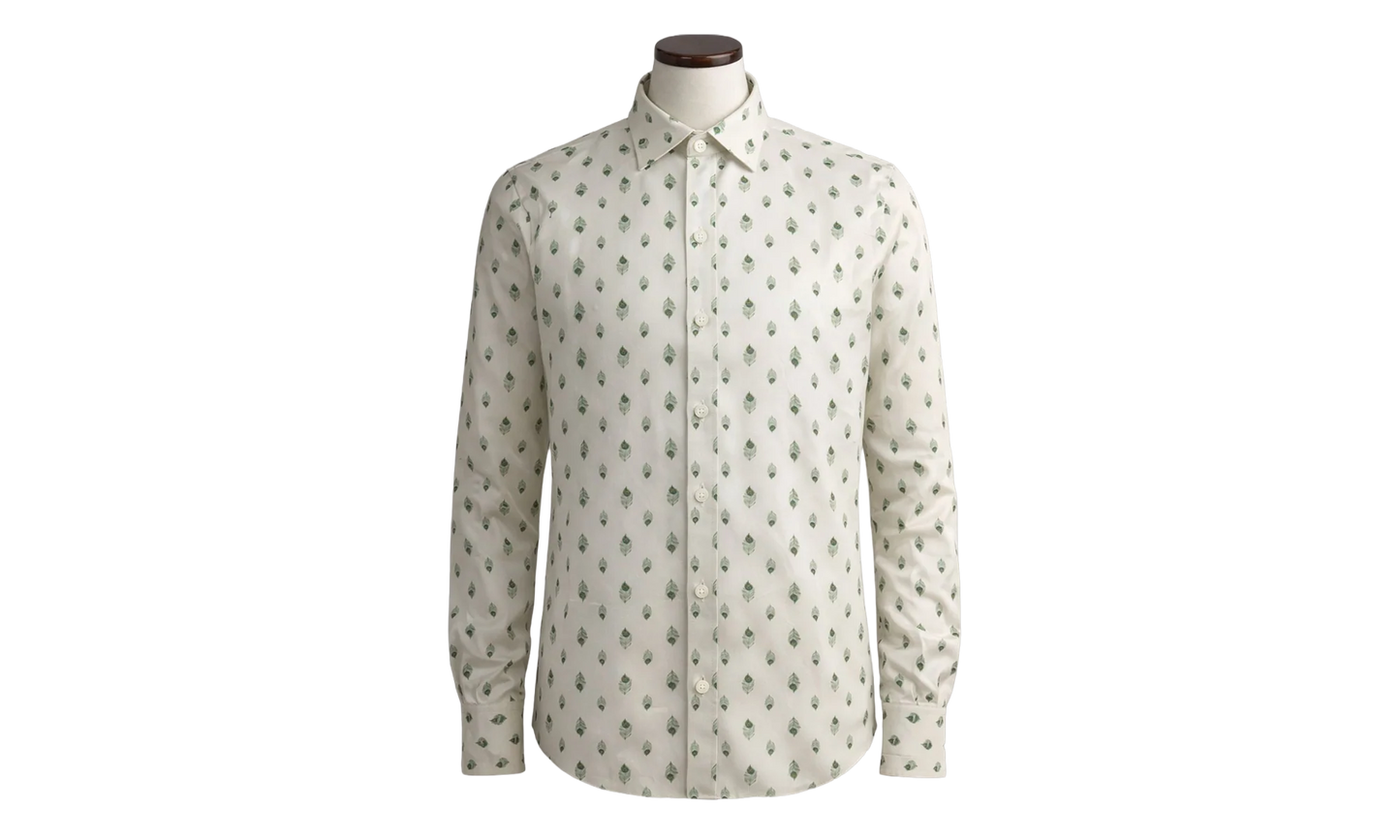 Peacock Long-Sleeve Shirt "Ivory / Green" Y0M06223JA IVG