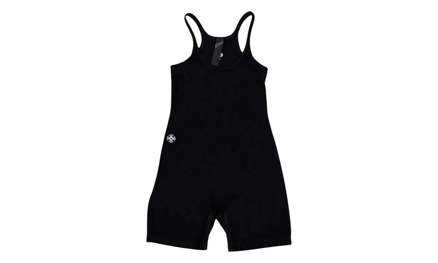 Ribbed Embroidered Romper "Black" CHRM1015