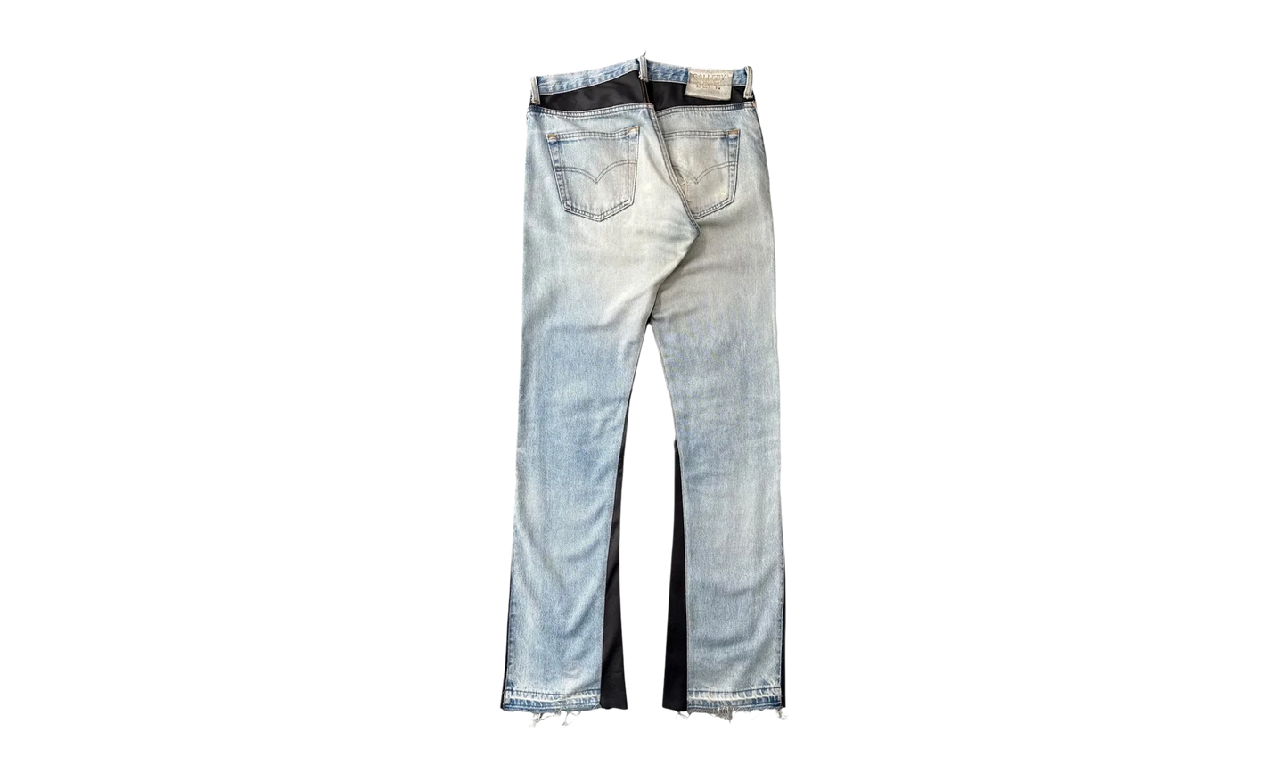 Bronco Leather Flare G Patch Jeans "Indigo Black" GD107