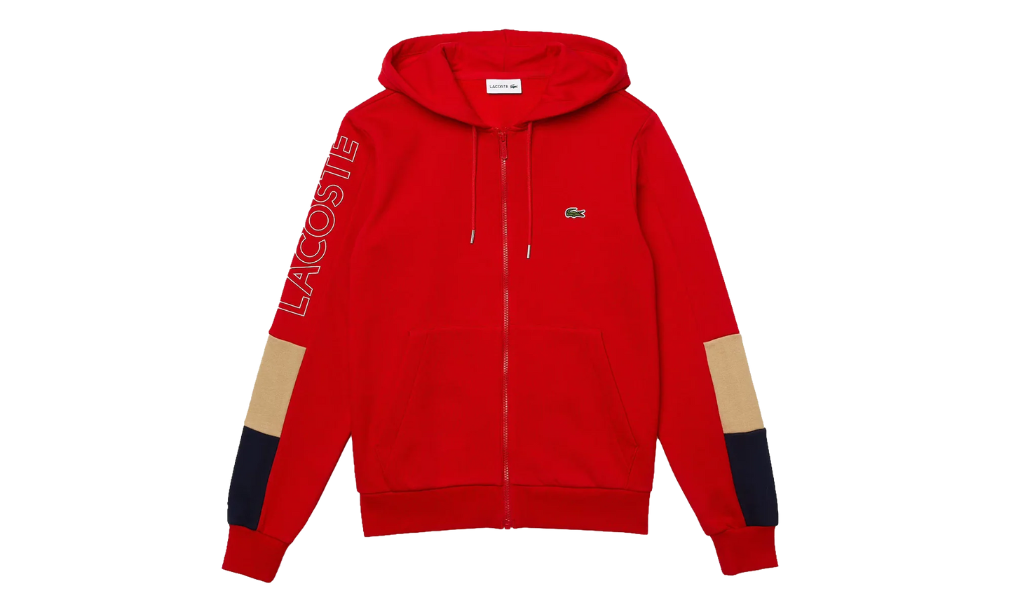 Fleece Zip-Up Hoodie "Red / Beige / Navy" SH6885 51 1FU