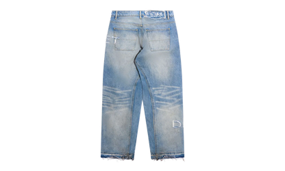Distressed Stencil Denim "Washed Indigo" DSM S26 068
