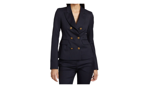 Pinstripe Double Breasted Blazer Suit Jacket "Navy" 0400022558453