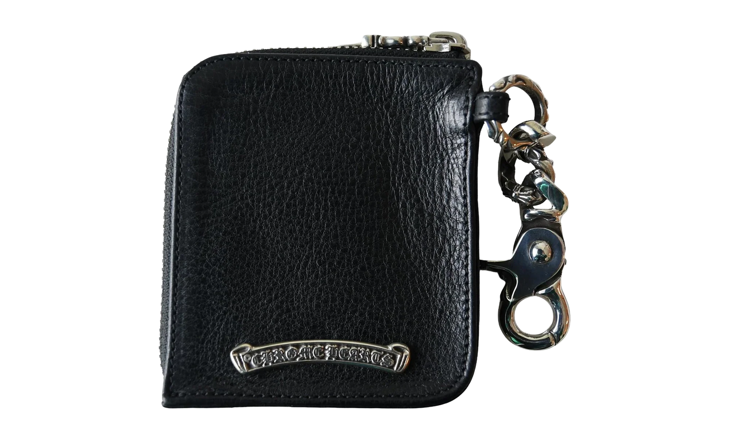 Leather Tiny Zip Cemetery Cross Patch Wallet "Black" CHRM1161