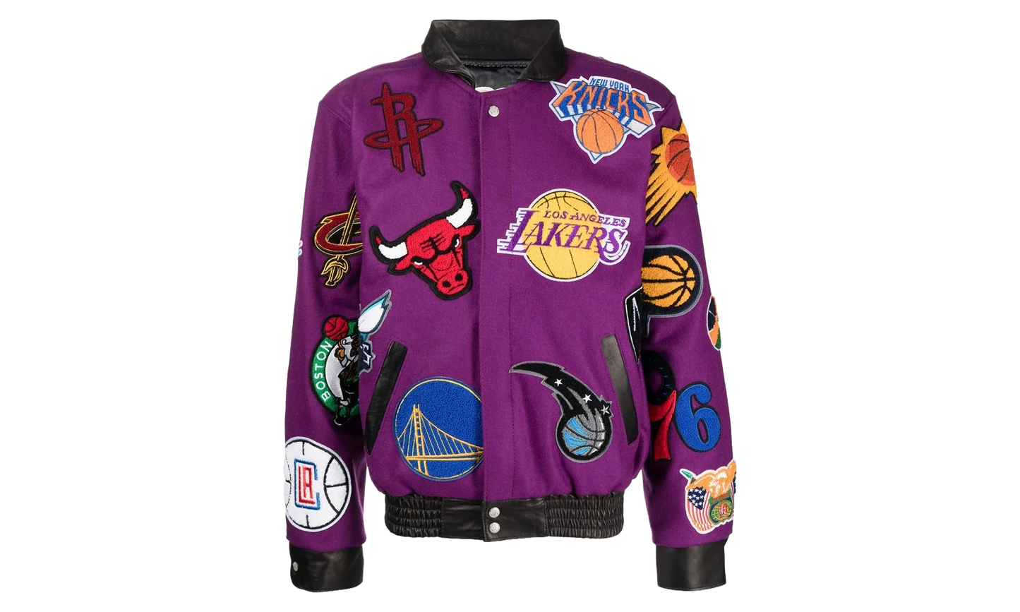 NBA Collage Wool & Leather Jacket "Plum" NBA 101 PLUM