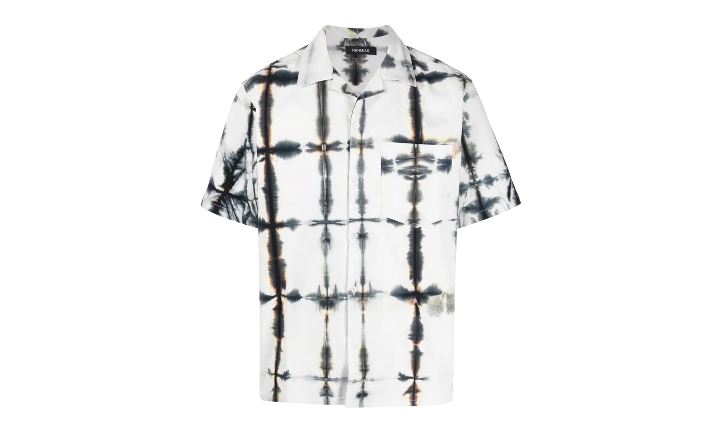 Tie Dye Short-Sleeve Button Down Shirt "White" SS23 W1 SH4 321 GREE