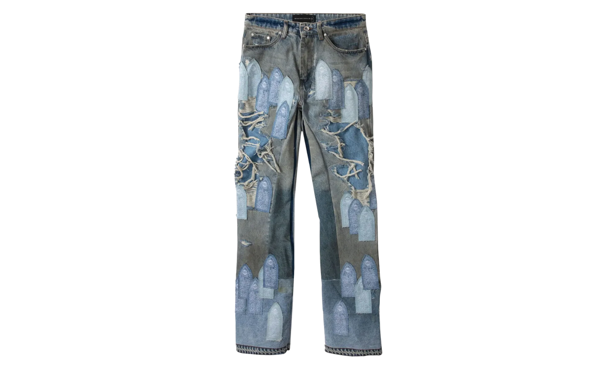 Patched Arch Repaired Blowout Denim Jeans "Blue" 1120970009SS25 BLUE