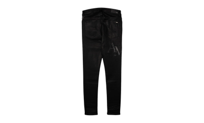Staggered Leather Patch Jeans "Waxed Black" AWNSY1084 001