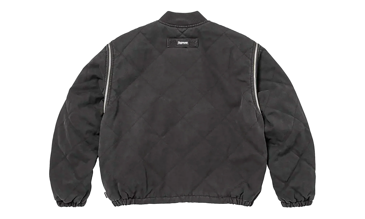 Zip-Off Sleeve Quilted Bomber Jacket "Black" SU26991
