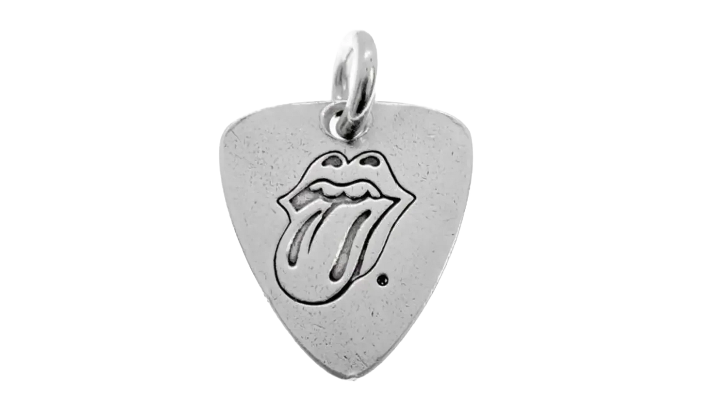 stones lip tongue Guitar Pick Charm & Ball Chain "Silver" CHRM0735