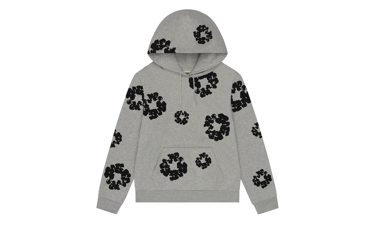 Black Cotton Wreath Hoodie "Grey" DT352
