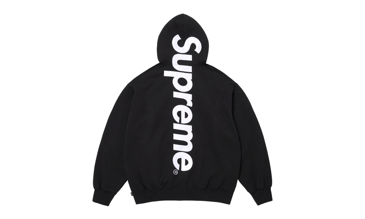 Satin Appliqué Hooded Sweatshirt "SS26 - Black" SU27499