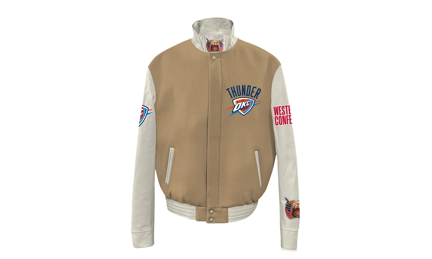 Oklahoma City Thunder Wool & Leather Varsity Jacket "Camel" NBA 004CAM OKC