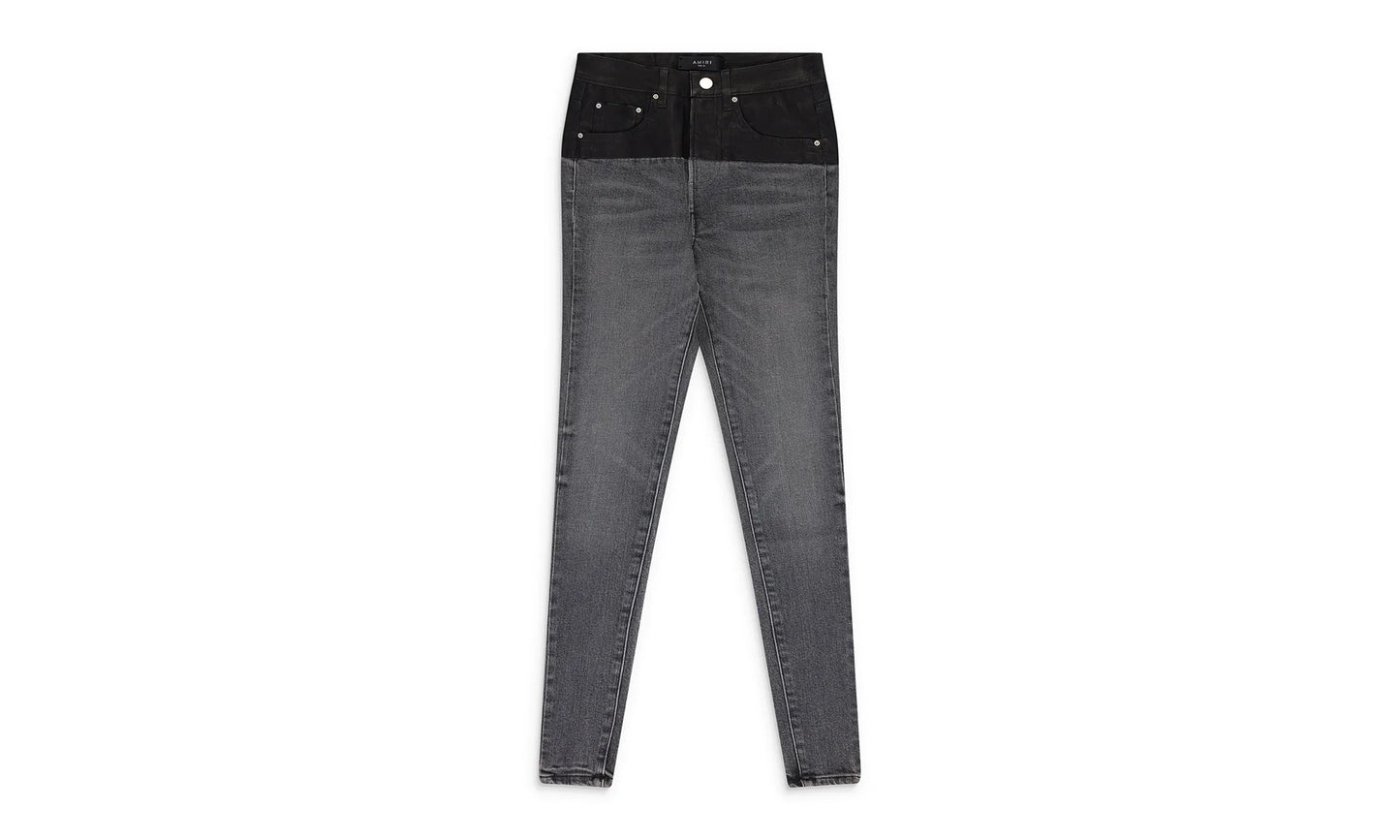 Contrast Leather Skinny Jeans Wmns "Grey" PS22WDS071_BLUE