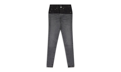 Contrast Leather Skinny Jeans Wmns "Grey" PS22WDS071_BLUE