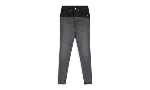 Contrast Leather Skinny Jeans Wmns "Grey" PS22WDS071_BLUE
