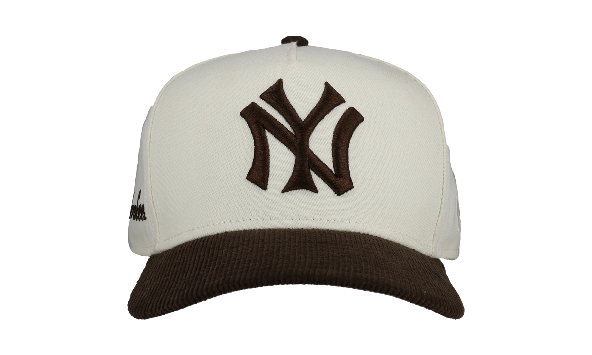 9FIFTY New York Yankees A Frame Snapback Hat "Off White / Walnut - Corduroy Visor" NE341