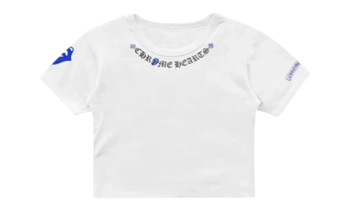 ROLLING STONES BLUE NECK LOGO CROPPED Tee "White" CHRM0782