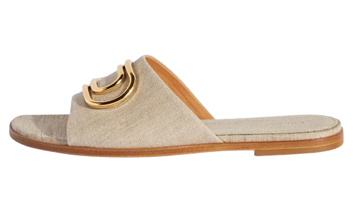 Gold Paperclip Linen Slide WMNS "Beige" OWIC015S23FAB0026176