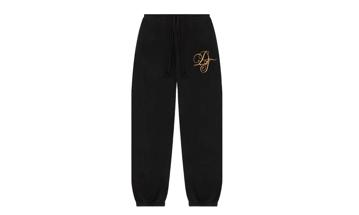 Metallic Gold Script Sweatpants "Black" DT283