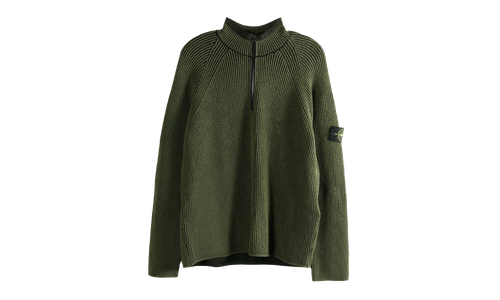 Half Zip Ribbed Polo Shirt "Military Green" 5100024 S00L7 V0054