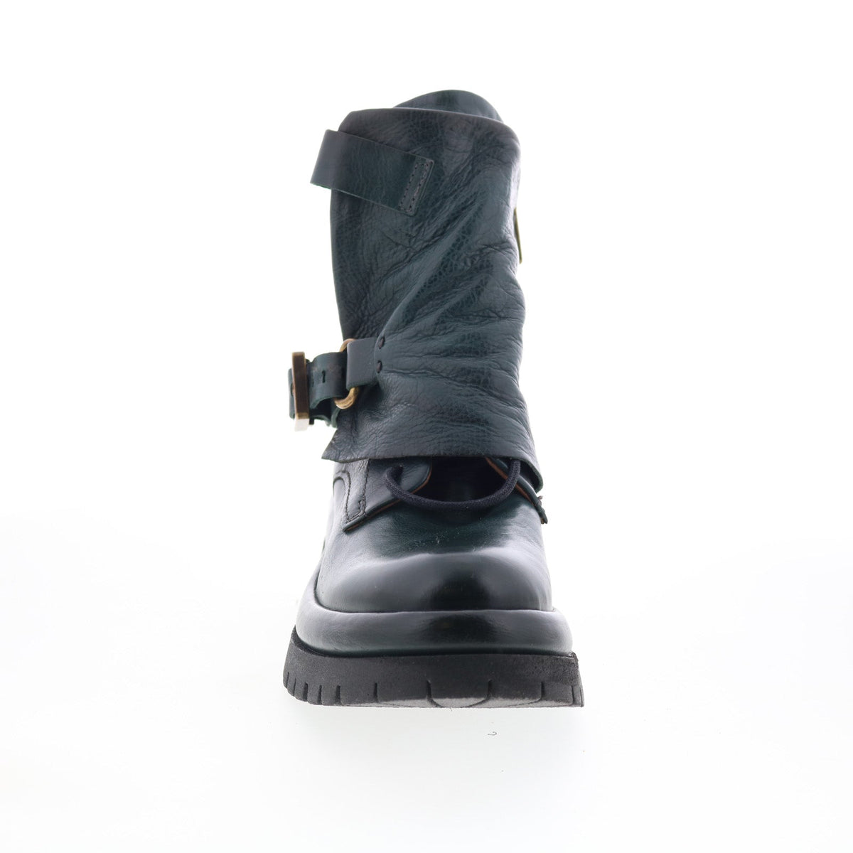 Drakie Womens Green Leather Zipper Casual Dress Boots