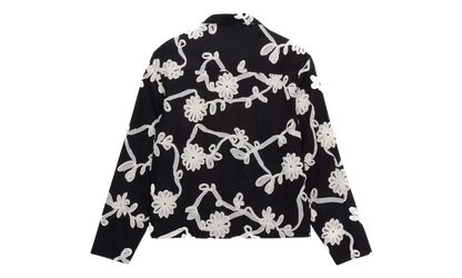Floral Ribbon Button Up Shirt "Black" HTG260147 BLK