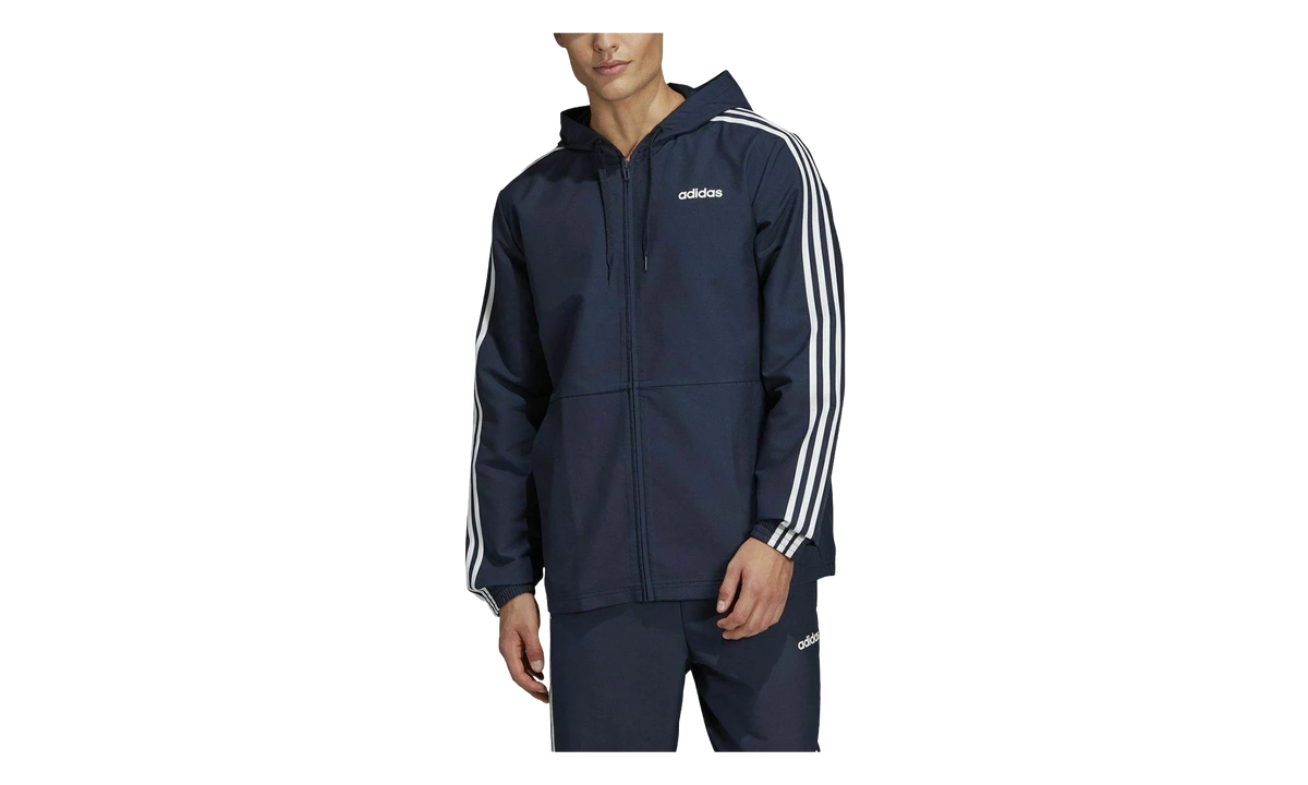 Essentials 3-Stripes Woven Windbreaker Jacket "Navy Blue" DU0461