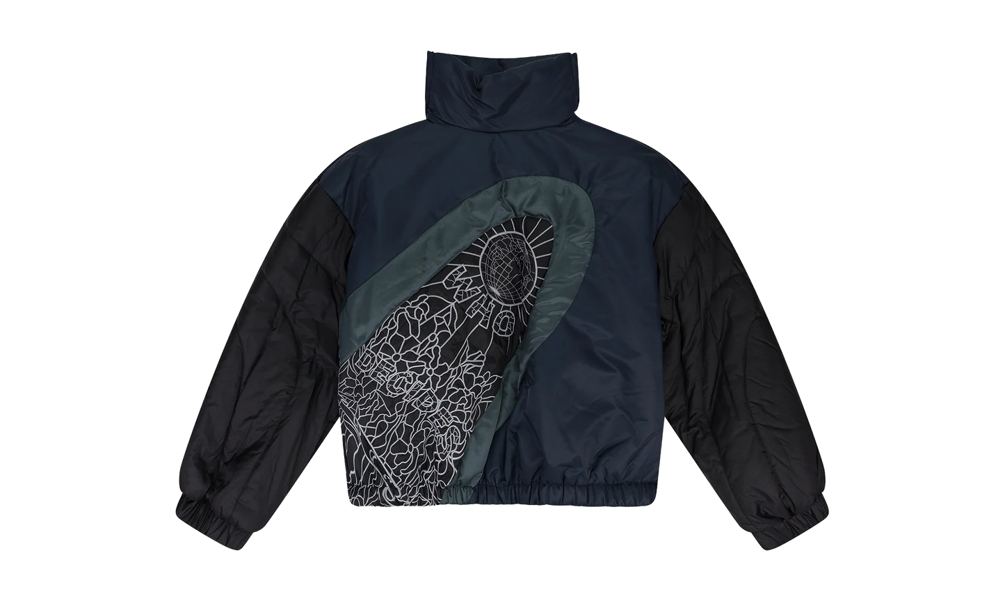 Diagonal Glass Puffer Jacket "Indigo" 11300910010AW23