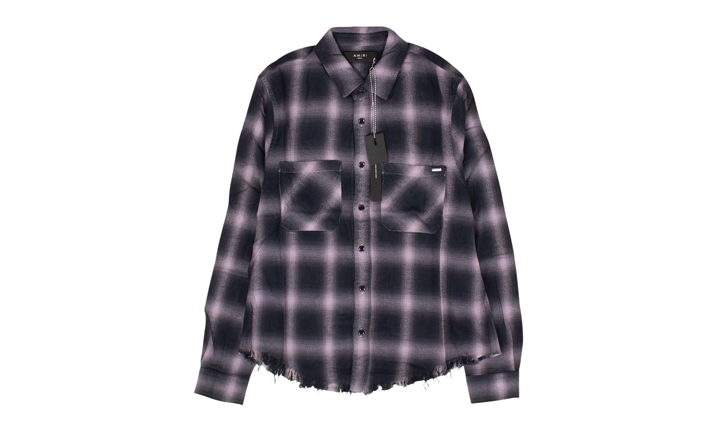 Black And White Shadow Plaid Shirt "Black and Lavender" AMR XTPS 0225