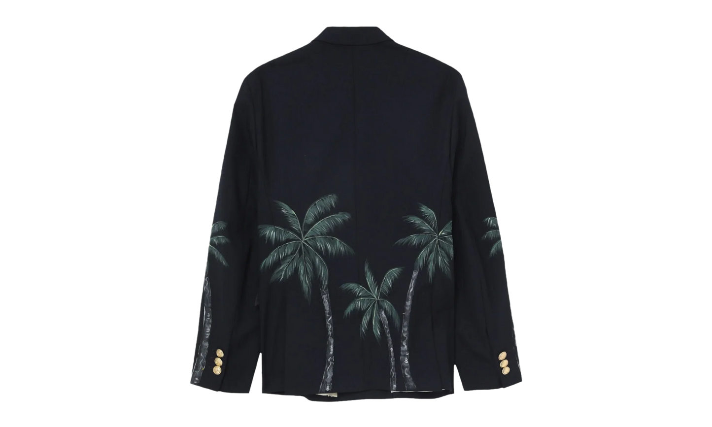 Printed double breast blazer "Black" PMEN023S23FAB0024655