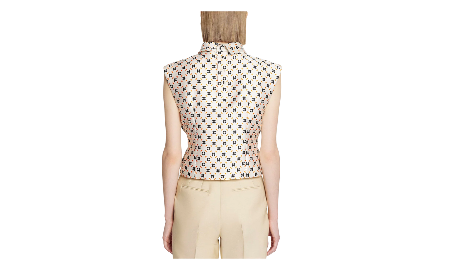 PATTERNED SLEEVELESS CROPPED TOP "CREAM" RW TO0305 5683 E23 002