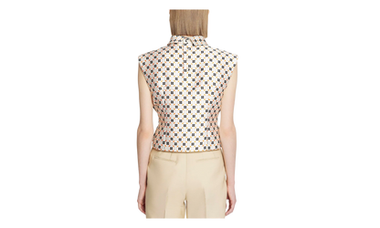 PATTERNED SLEEVELESS CROPPED TOP "CREAM" RW TO0305 5683 E23 002