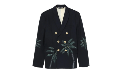 Printed double breast blazer "Black" PMEN023S23FAB0024655
