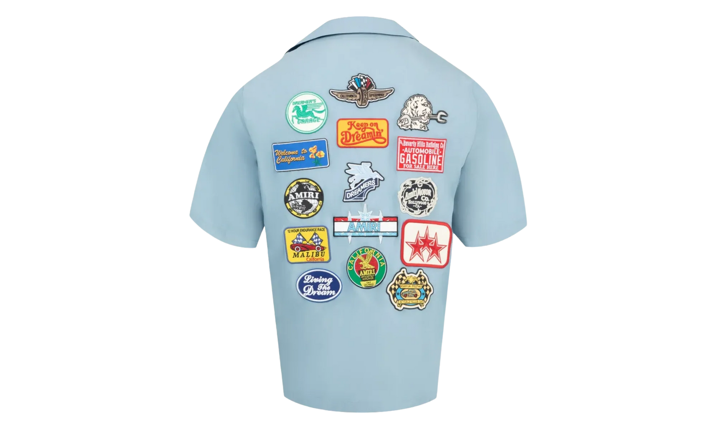 Station Patch Bowling Shirt "Ashley Blue" AMSTCA1150 ASHL