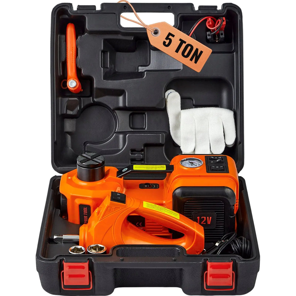 🔥[Hot sale]🔥5 Ton Electric Car Jack Kit with Impact Wrench & Air Pump