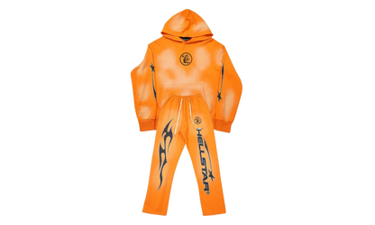 Fire Hoodie with Flare Bottom Sweatpants (Full Set) "Orange" HSR133