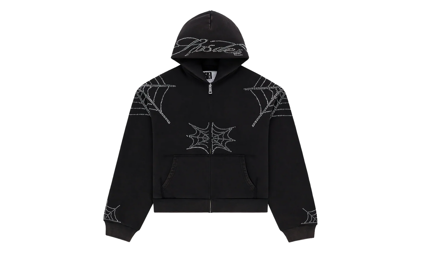 Rhinestone We Zip Hoodie "Black" SP5der397