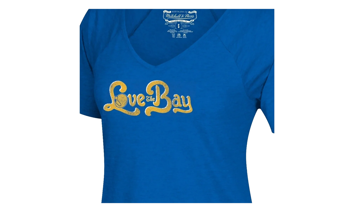 NBA Love The Bay V-Neck T-Shirt WMNS "Golden State Warriors - Royal" BWVTBA18253 GSWROYA