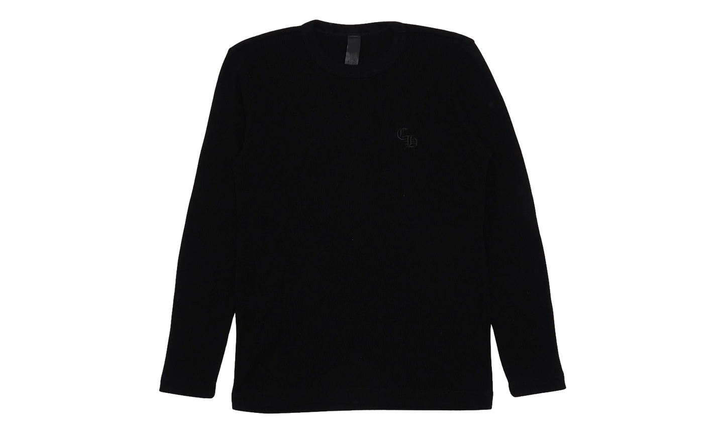 Embroidered Thermal Long Sleeve T-Shirt "Black" CHRM0824