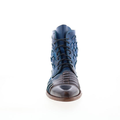 Bed Stu Loretta F328030 Womens Blue Leather Zipper Casual Dress Boots