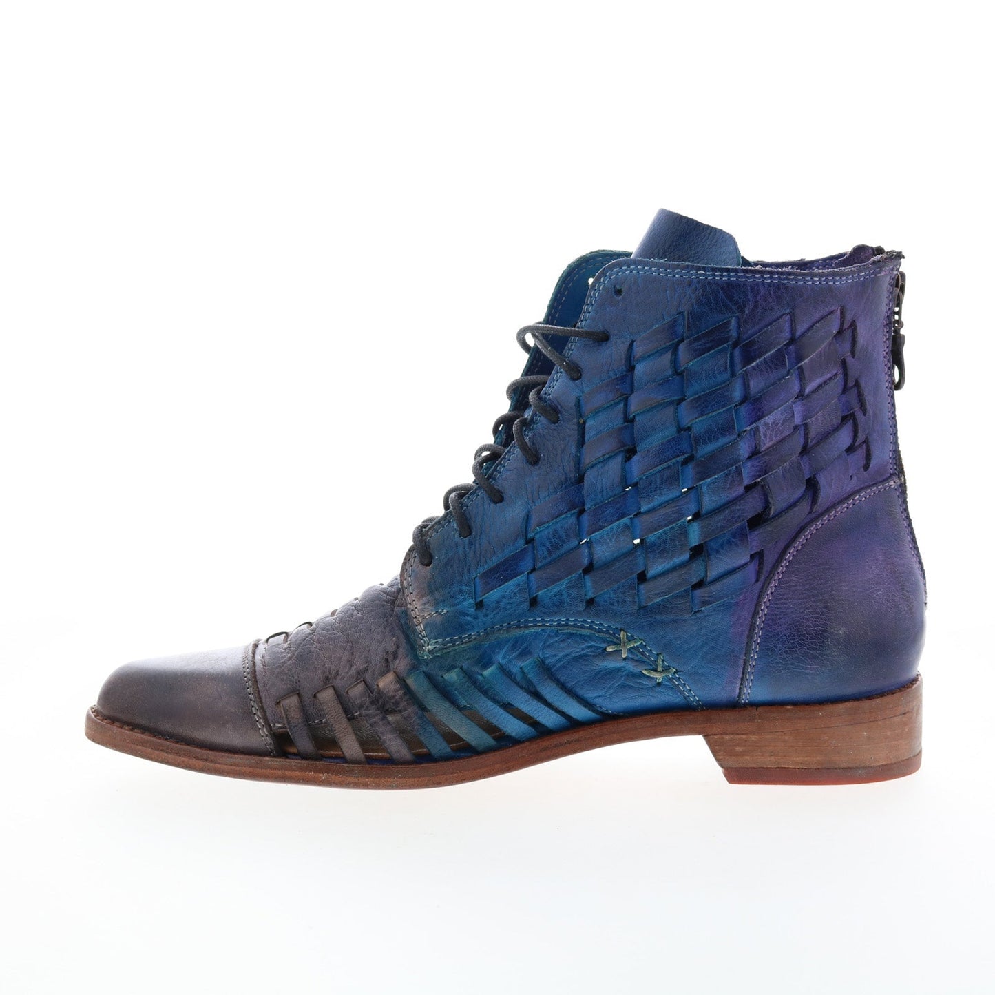 Bed Stu Loretta F328030 Womens Blue Leather Lace Up Casual Dress Boots