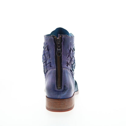Bed Stu Loretta F328030 Womens Blue Leather Zipper Casual Dress Boots