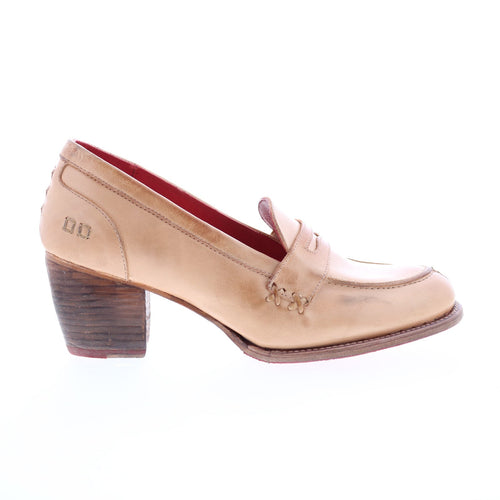Bed Stu Liberty F346026 Womens Beige Leather Slip On Pumps Heels Shoes