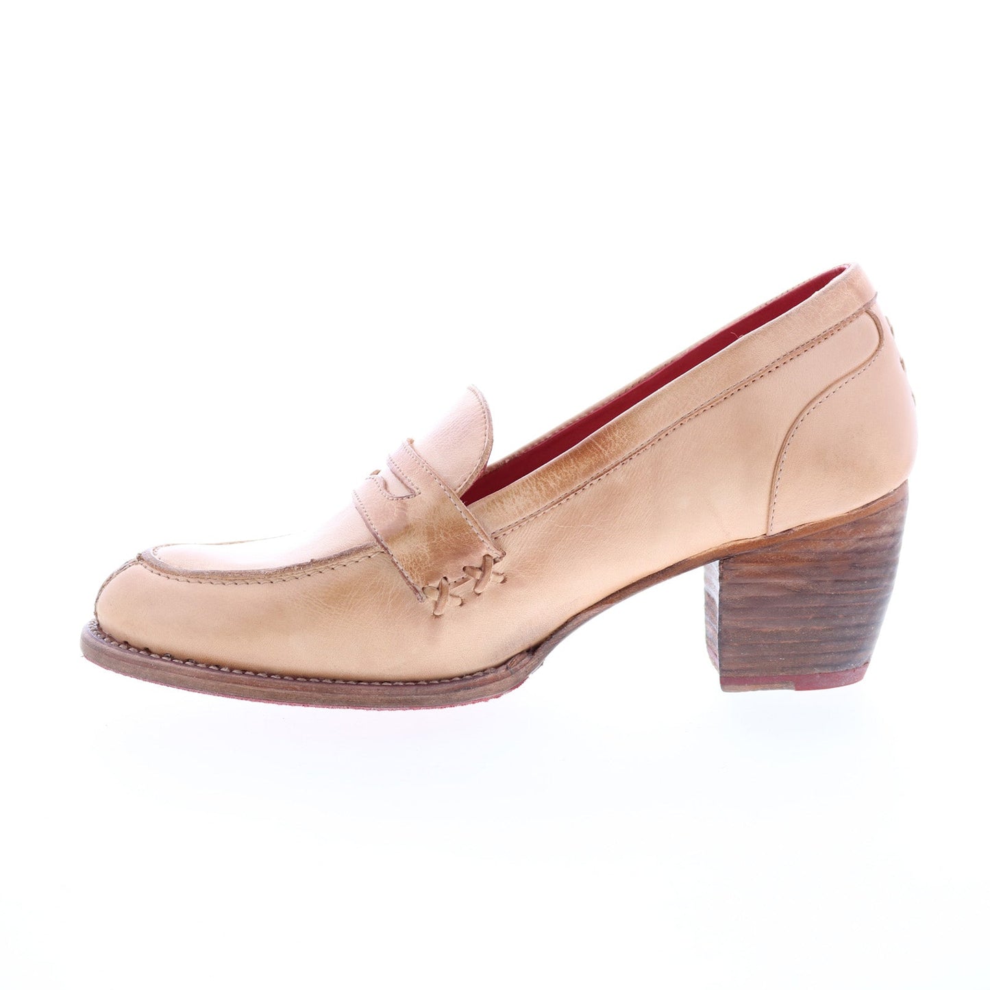 Bed Stu Liberty F346026 Womens Beige Leather Slip On Pumps Heels Shoes
