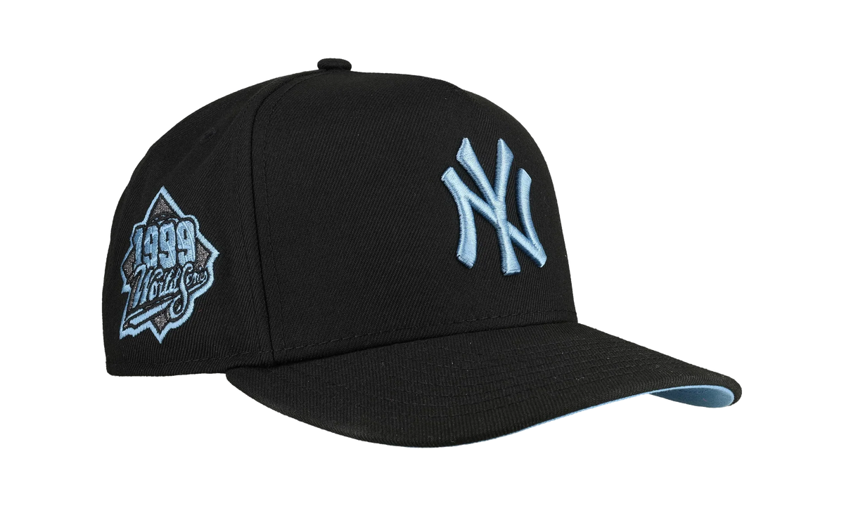 9FIFTY New York Yankees 1999 World Series A Frame Snapback Hat "Black / Ice Blue - Visor" NE258