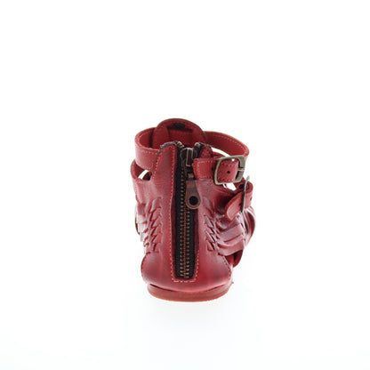Bed Stu Claire III F373183 Womens Red Leather Zipper Strap Sandals Shoes