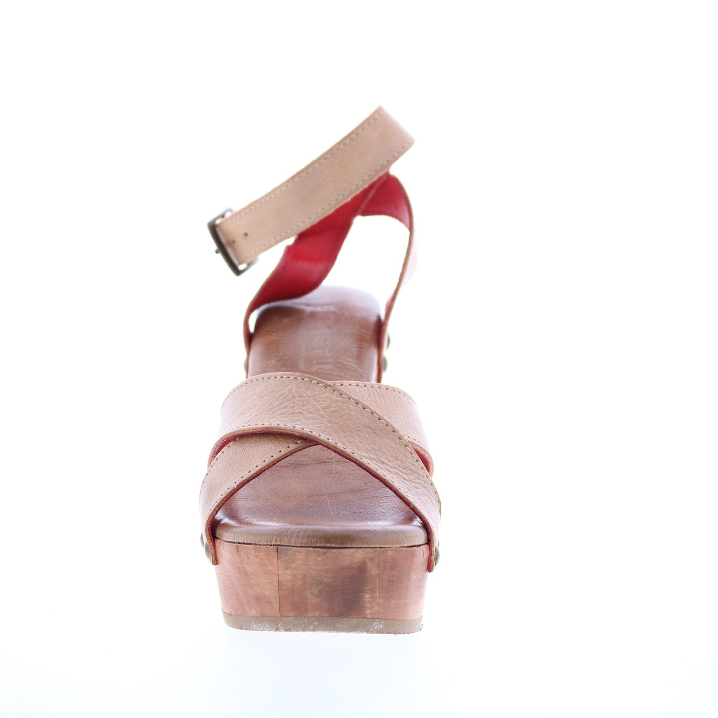 Bed Stu Grettell F376013 Womens Beige Leather Hook & Loop Wedges Heels Shoes