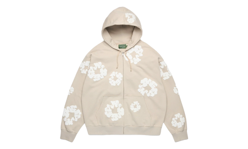 Cotton Wreath Zip Hoodie "Cream" DT613