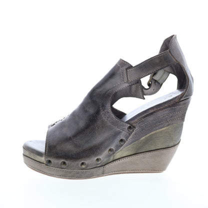 Bed Stu Julissa F399006 Womens Gray Leather Hook & Loop Wedges Heels Shoes